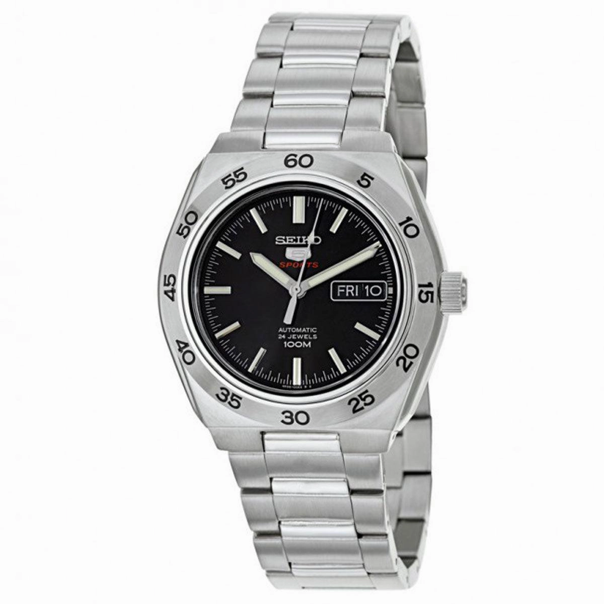 Seiko SRP241K1 Men's 5 Sports Automatic Black Dial Steel Bracelet Watch
