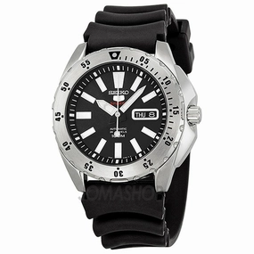 Seiko SRP357K2 Men's 5 Sports Black Dial Rubber Strap Automatic Watch