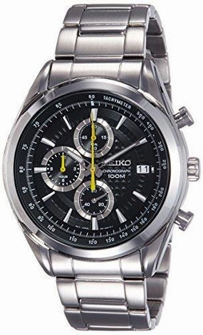 SEIKO SSB175P1,Men's Chronograph,Stainless Steel Case & Bracelet,Black Dial,100m WR,SSB175
