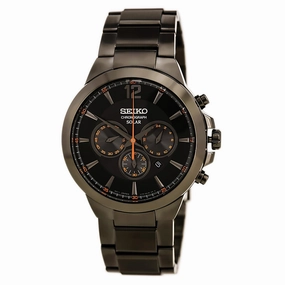Seiko SSC323 Men's Recraft Solar Chronograph Black Dial Black IP Steel Bracelet Watch