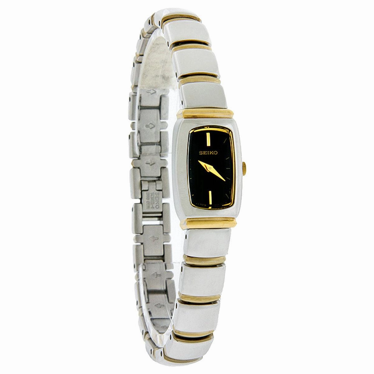 Seiko SUJE22 Women's Black Dial Two Tone Yellow Gold Steel Bracelet Watch