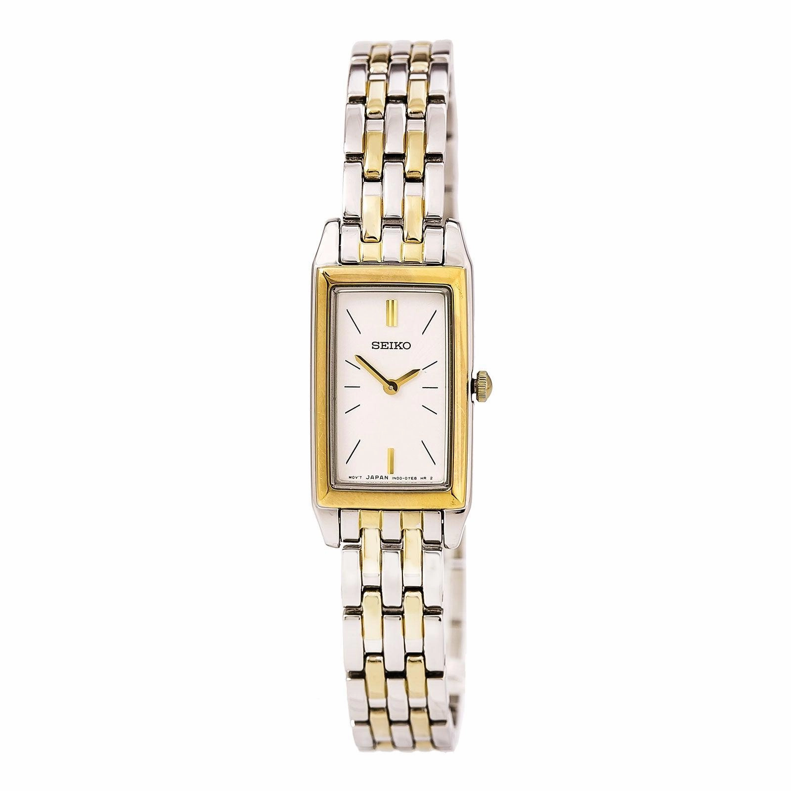 Seiko SUJF76 Women's Dress White Dial Two Tone Stainless Steel Bracelet Watch