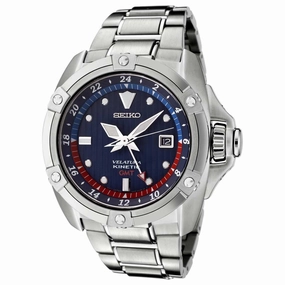 Seiko SUN011 Men's Velatura Blue Dial Steel Bracelet Kinetic GMT Watch