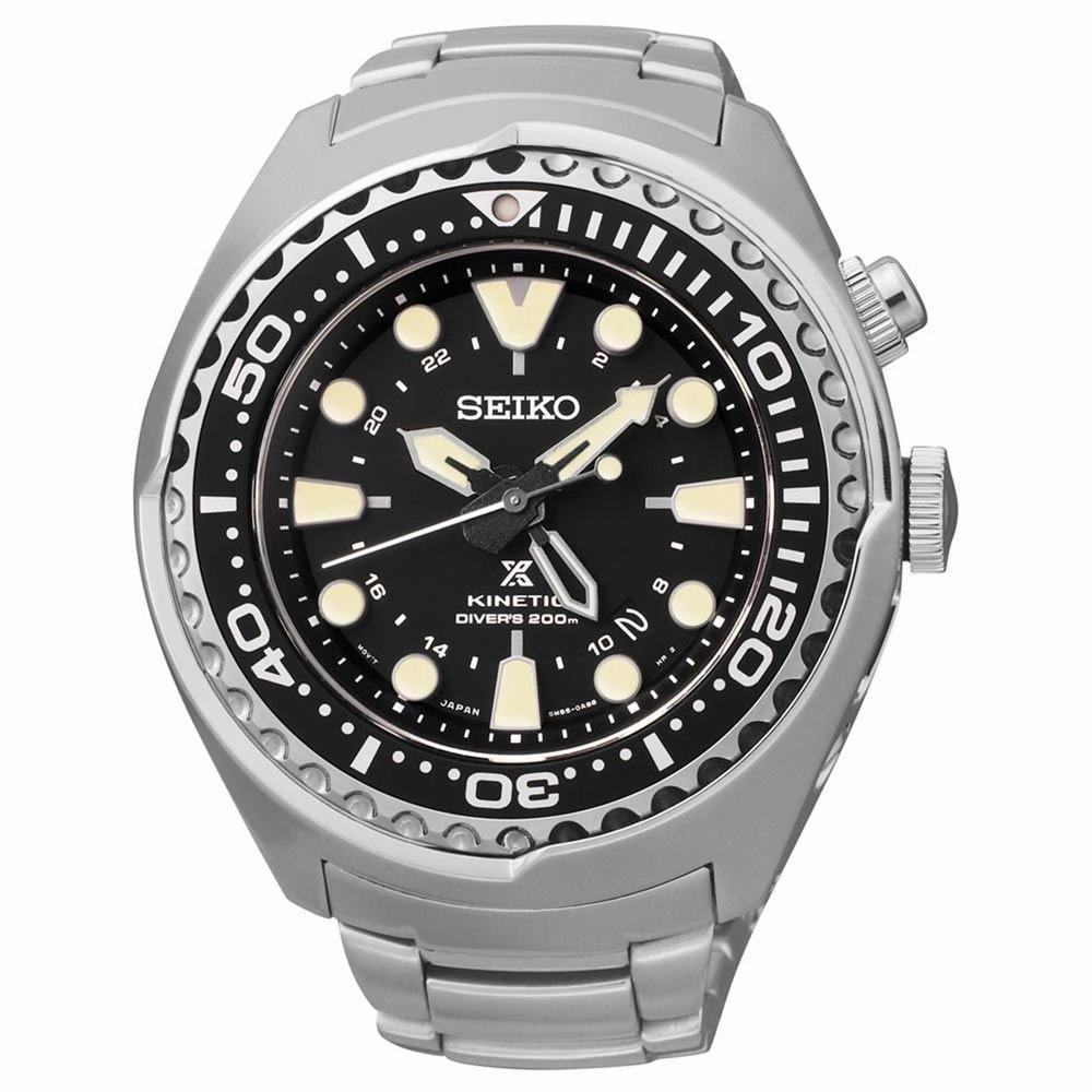 Seiko SUN019 Men's X Prospex Black Dial Stainless Steel GMT Diver Kinetic Watch
