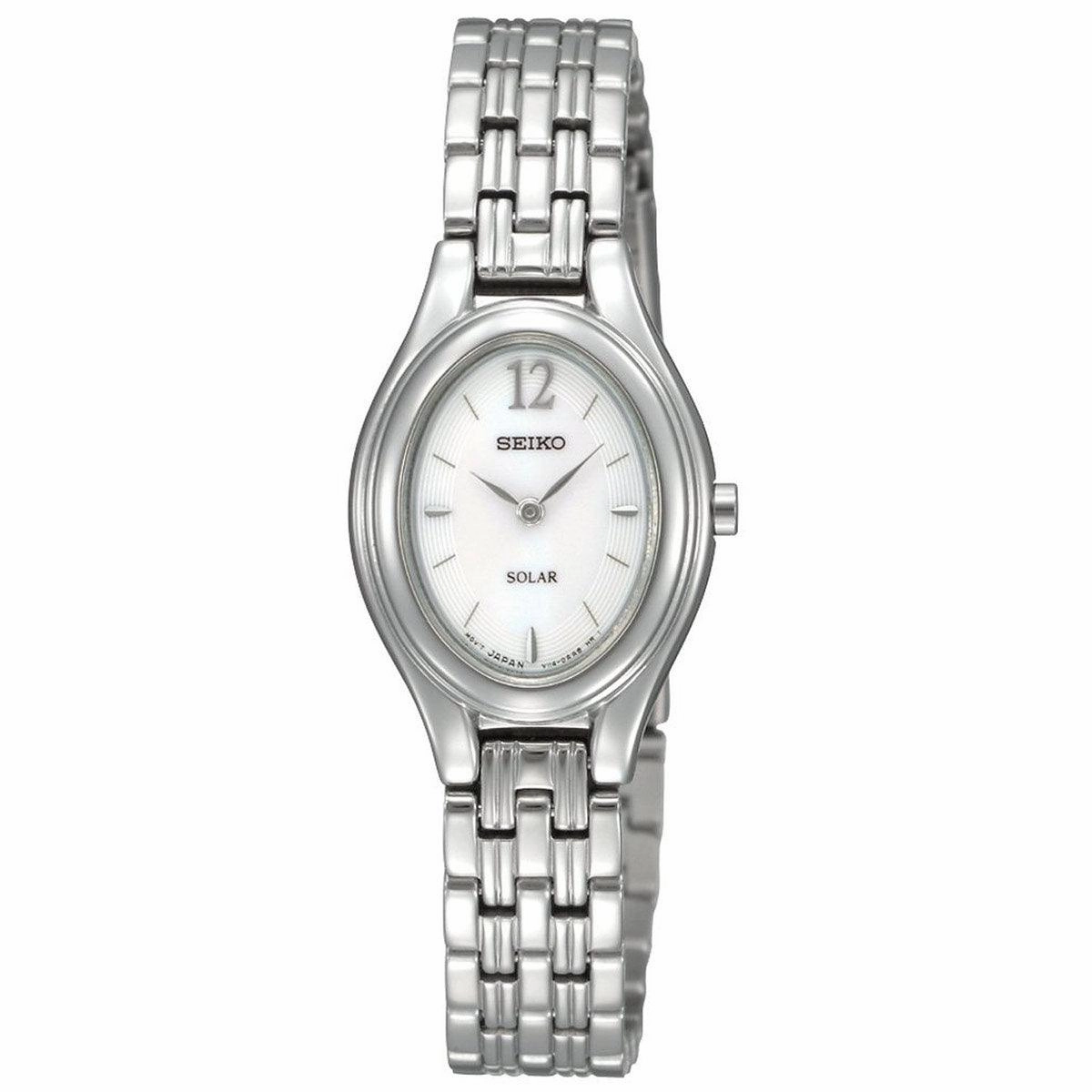 Seiko SUP005 Women's Solar White Dial Steel Bracelet Power Reserve Watch
