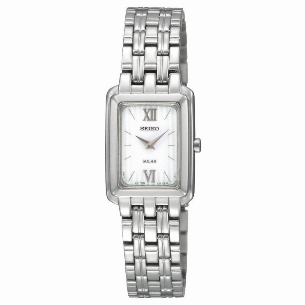 Seiko SUP009 Women's Solar Silver Square Dial Stainless Steel Watch