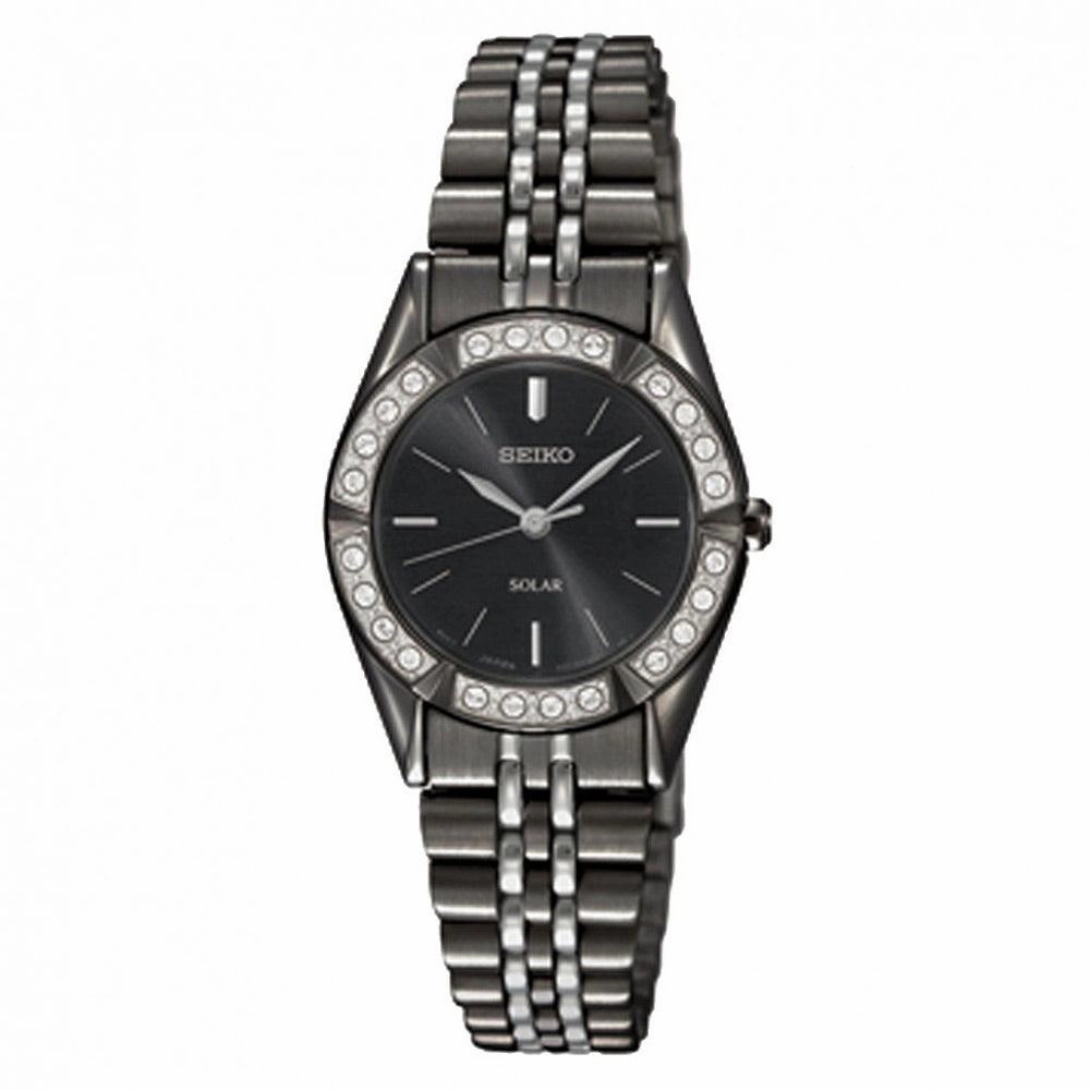 Seiko SUP203 Women's Solar Black Dial Black IP Steel Bracelet Watch