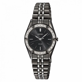 Seiko SUP203 Women's Solar Black Dial Black IP Steel Bracelet Watch