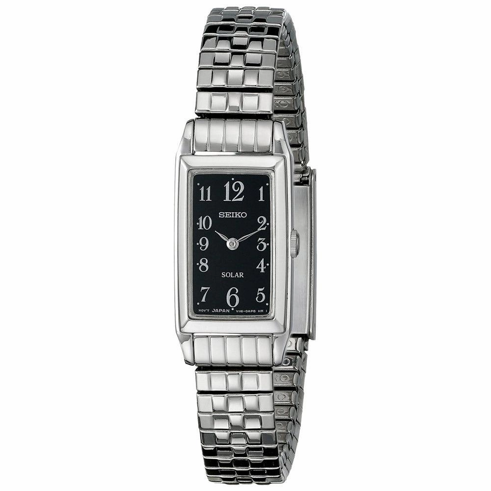 Seiko SUP241 Women's Solar Black Dial Stainless Steel Expansion Bracelet Watch