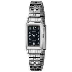 Seiko SUP241 Women's Solar Black Dial Stainless Steel Expansion Bracelet Watch