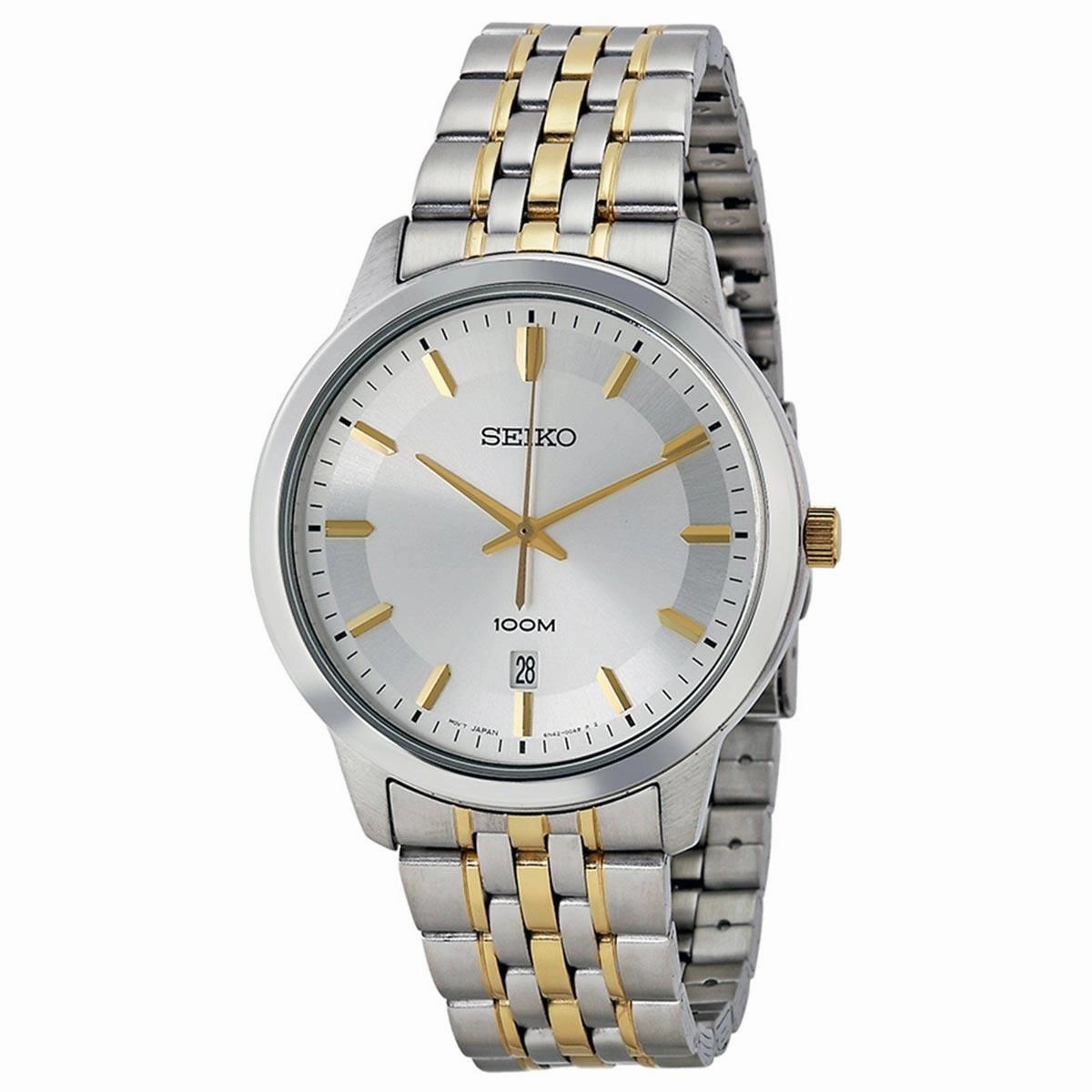 Seiko SUR033 Men's Classic Quartz Silver Dial Two Tone Stainless Steel Watch