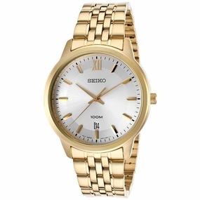 Seiko SUR034 Men's Classic Silver Dial Yellow Gold Stainless Steel Watch