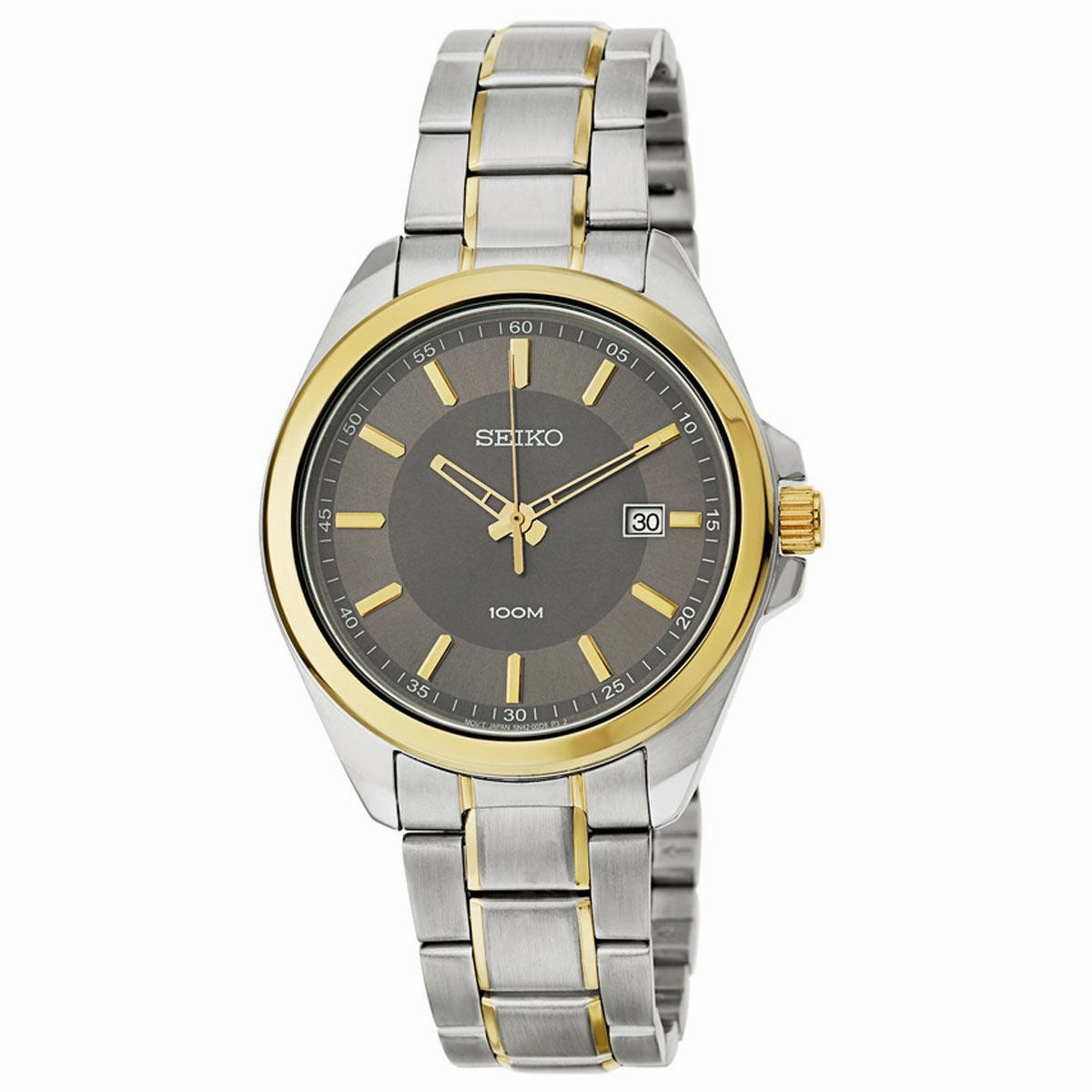 Seiko SUR074 Men's Dress Dark Grey Dial Quartz Two Tone Steel Bracelet Watch