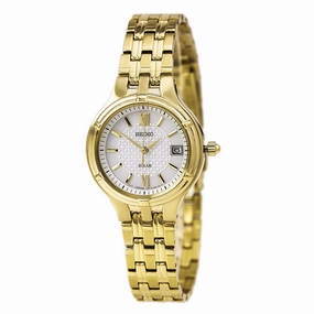 Seiko SUT018 Women's Gold Tone Silver Dial Solar Powered Watch