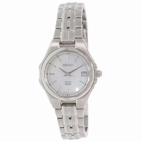 Seiko SUT047 Women's Dress Stainless Steel Bracelet White MOP Dial Solar Watch