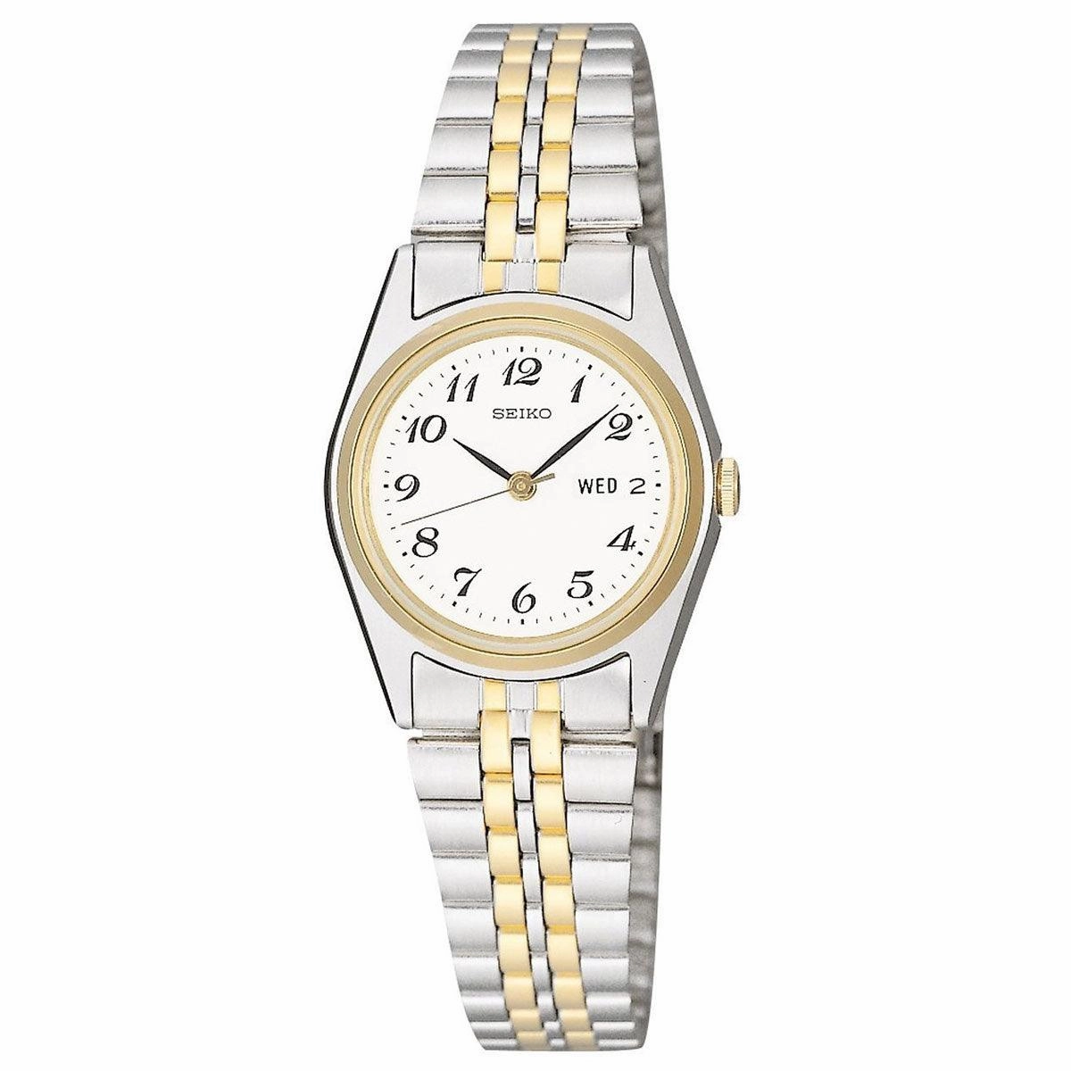 Seiko SWZ144 Women's Dress White Dial Two Tone Steel Bracelet Watch