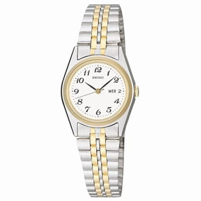 Seiko SWZ144 Women's Dress White Dial Two Tone Steel Bracelet Watch