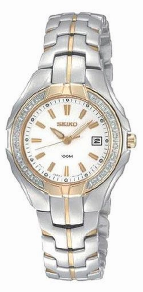 Seiko SXDB70 Women's Two Tone White Dial Diamond Watch