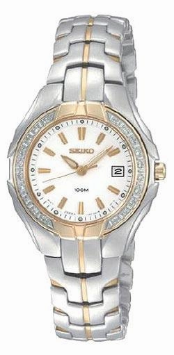 Seiko SXDB70 Women's Two Tone White Dial Diamond Watch