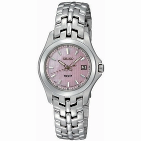 Seiko SXDB87 Women's Dress Pink Mother of Pearl Dial Stainless Steel Watch