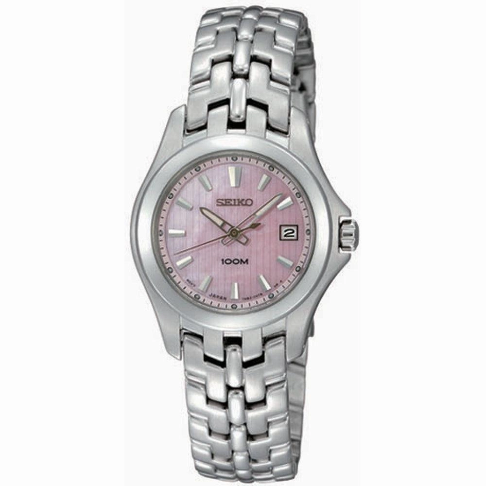 Seiko SXDB87 Women's Dress Pink Mother of Pearl Dial Stainless Steel Watch