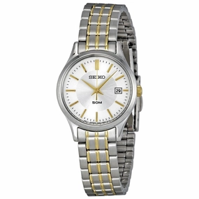 Seiko SXDC39 Women's Dress Silver Tone Dial Quartz Stainless Steel Bracelet Watch