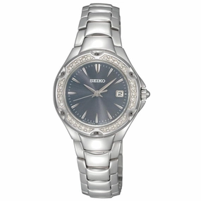 Seiko SXDC51 Women's Sporty Dress Crystal Accent Bezel Light Blue Dial Watch