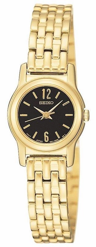 Seiko SXGM08 Women's Gold Tone SS Black Dial Quartz Watch