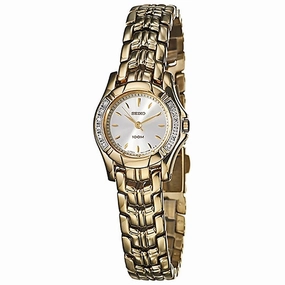 Seiko SXGN52 Women's Diamond Quartz Silver Dial Yellow Gold Steel Watch