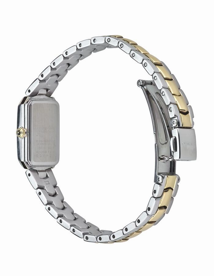 Seiko Womens Tressia Solar Diamond Dress Watch - Two-Tone - White Dial