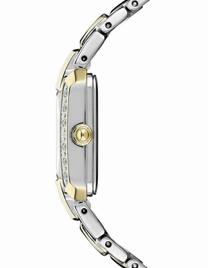 Seiko Womens Tressia Solar Diamond Dress Watch - Two-Tone - White Dial