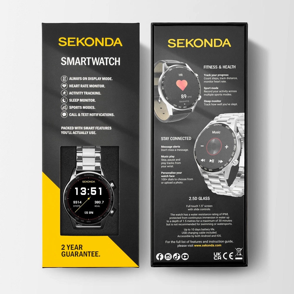 Sekonda Active Plus Smart Watch Silver Case Steel Bracelet 30177
