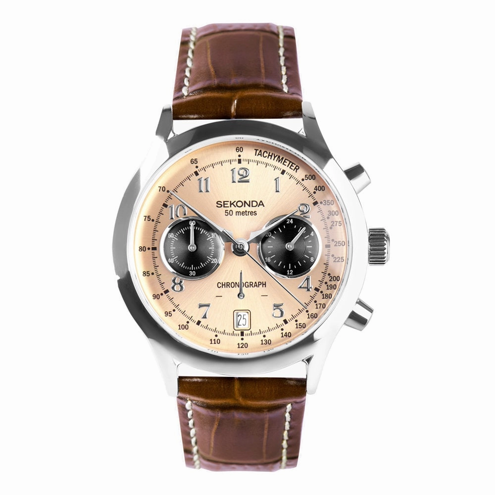 Sekonda Archer Brown Leather Strap Mens Watch 30236