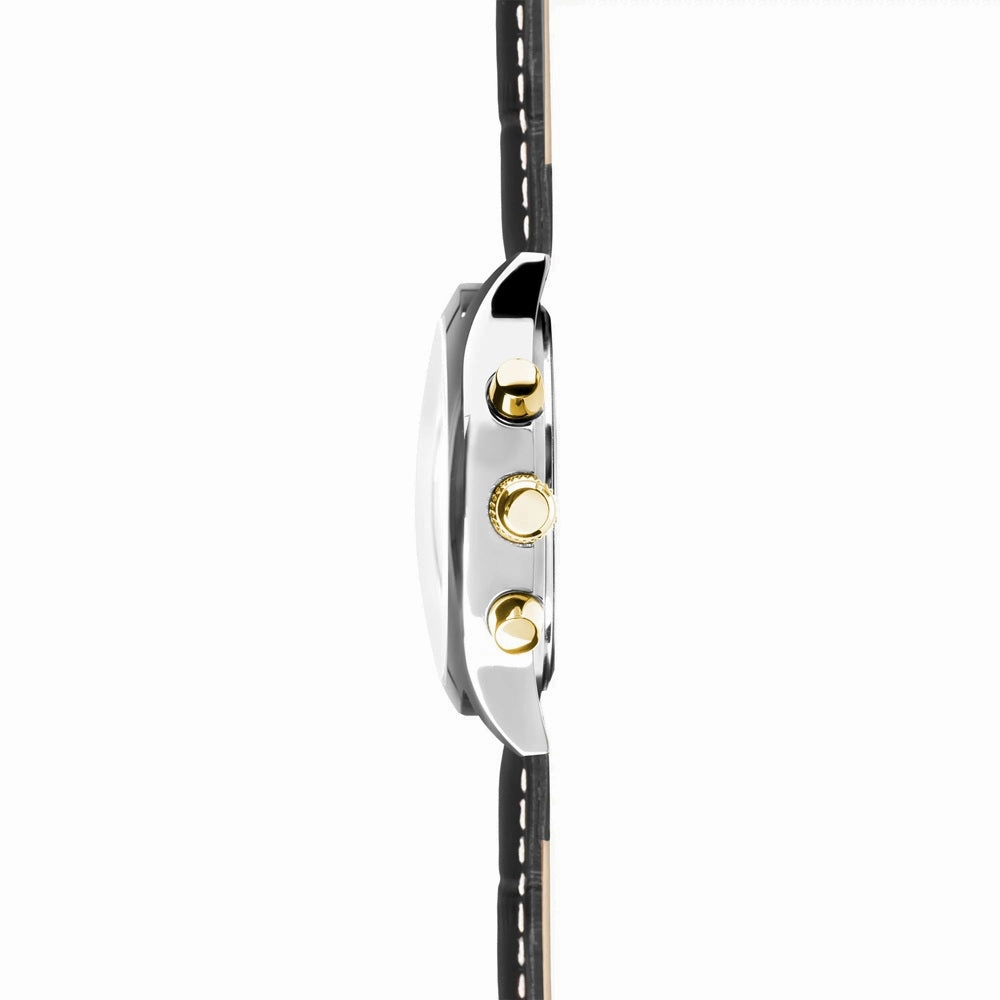 Sekonda Archer Chronograph Black Leather Strap Mens Watch 30235