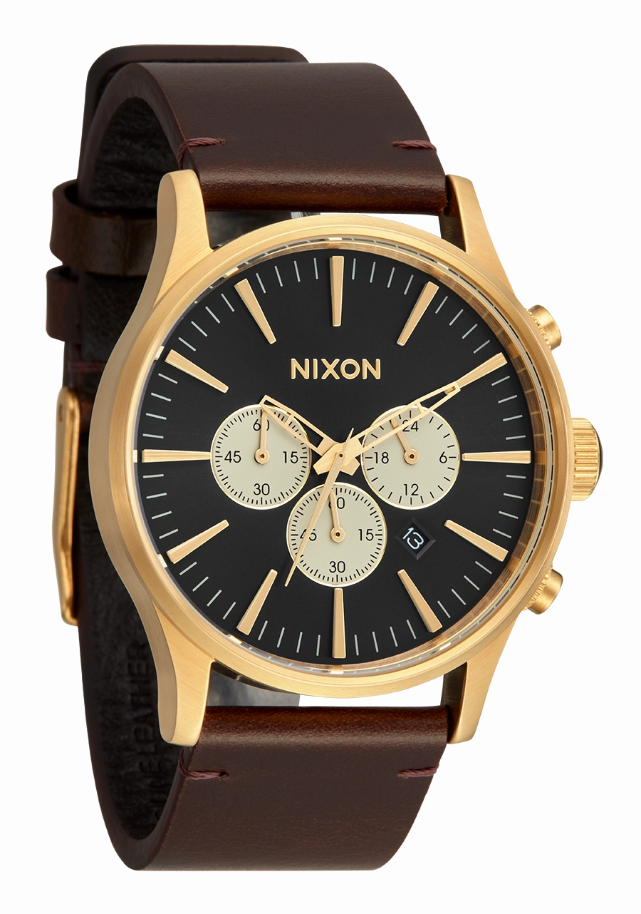 Sentry Chrono Leather - Gold / Indigo / Brown