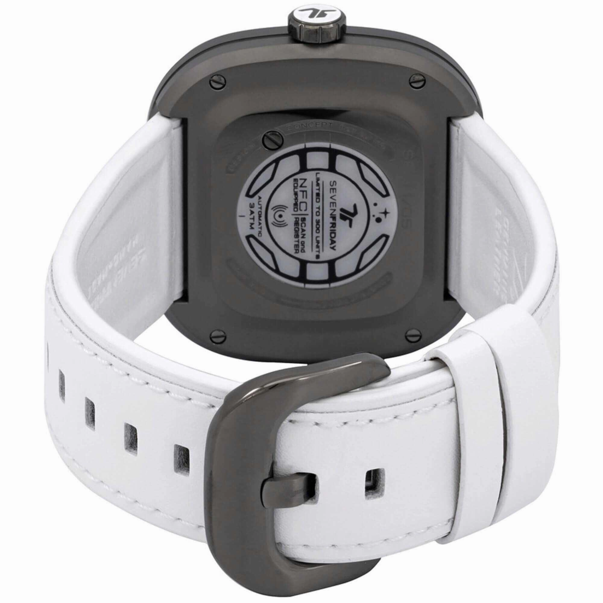 SevenFriday Men's Watch - T-Series White-T Power Reserve White Leather Strap | T1-05