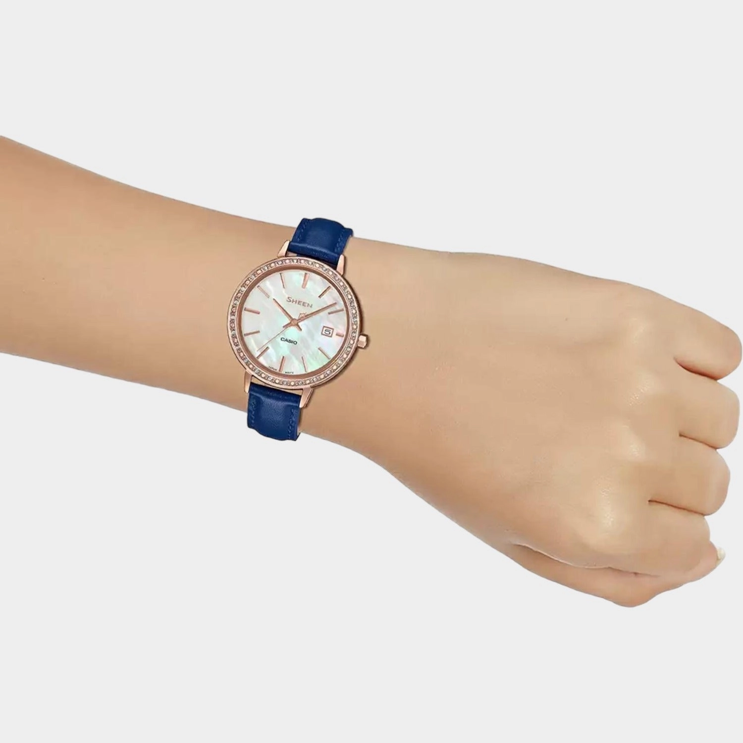 Sheen Women's Analog Leather Watch SX245 - SHE-4052PGL-7AUDF