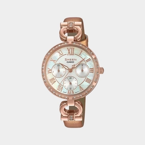 Sheen Women's Chronograph Leather Watch SX267 - SHE-3067PGL-7BUDF
