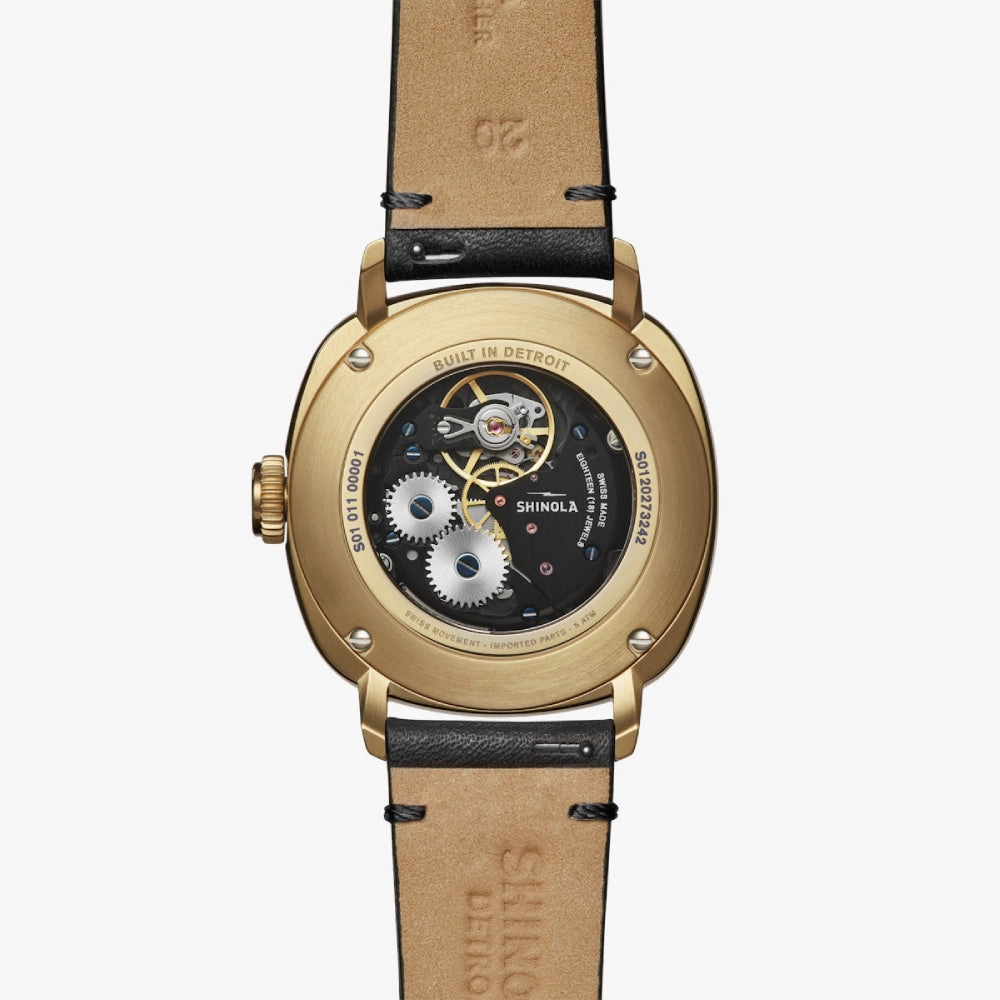 Shinola The Mechanic Manual Wind Watch - Black Dial and Leather Strap