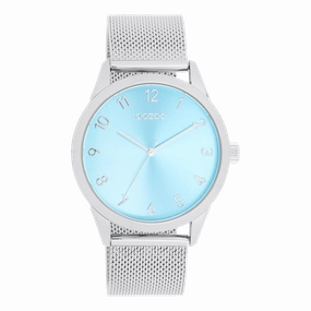 Silver coloured OOZOO watch with metal mesh bracelet - C11321