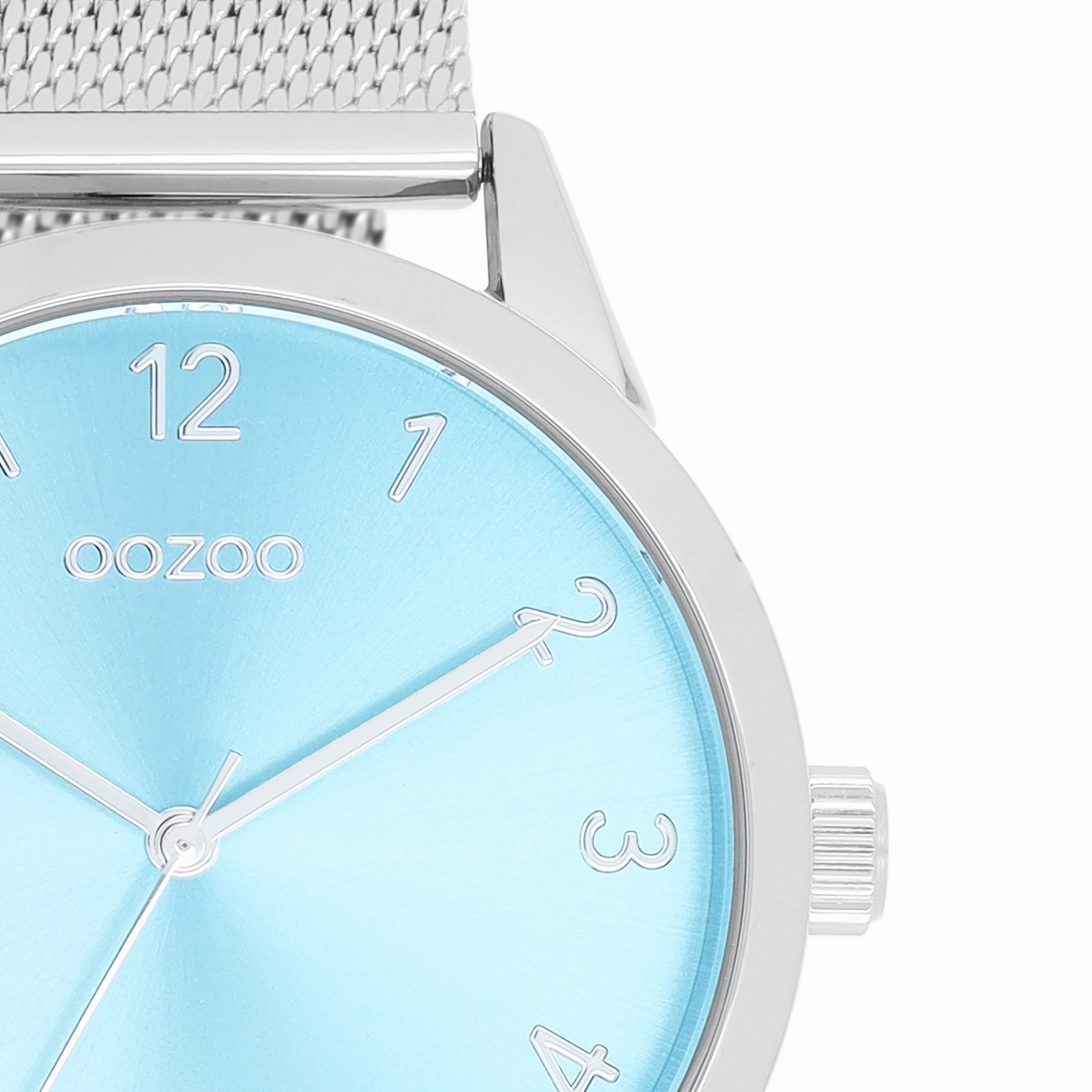 Silver coloured OOZOO watch with metal mesh bracelet - C11321