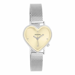 Silver coloured OOZOO watch with metal mesh bracelet - C11443