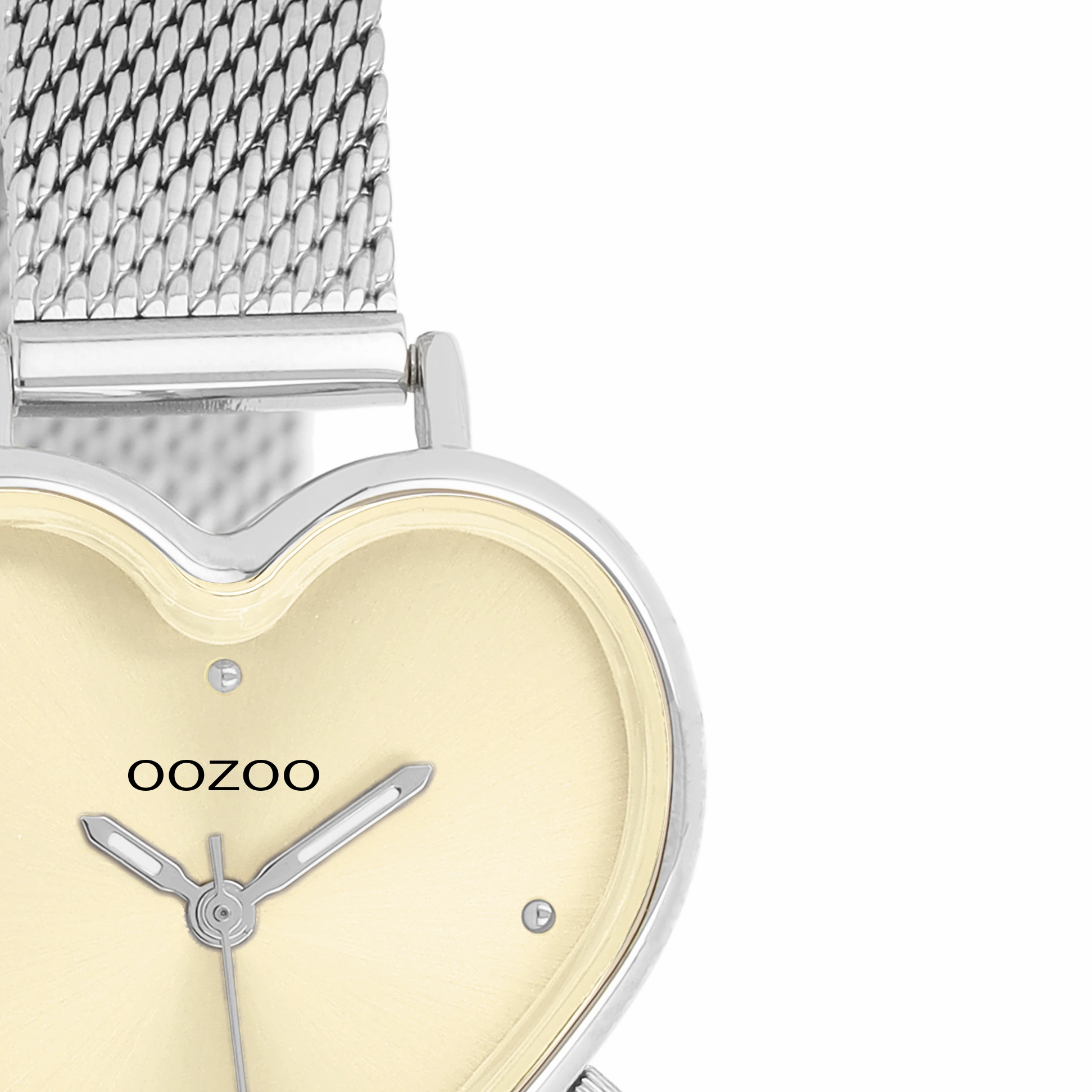Silver coloured OOZOO watch with metal mesh bracelet - C11443