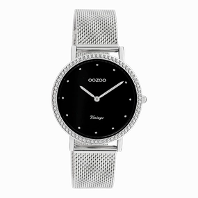 Silver coloured OOZOO watch with metal mesh bracelet - C20052