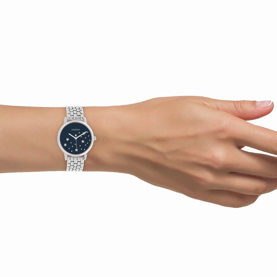 Silver coloured OOZOO watch with stainless steel bracelet - C11026