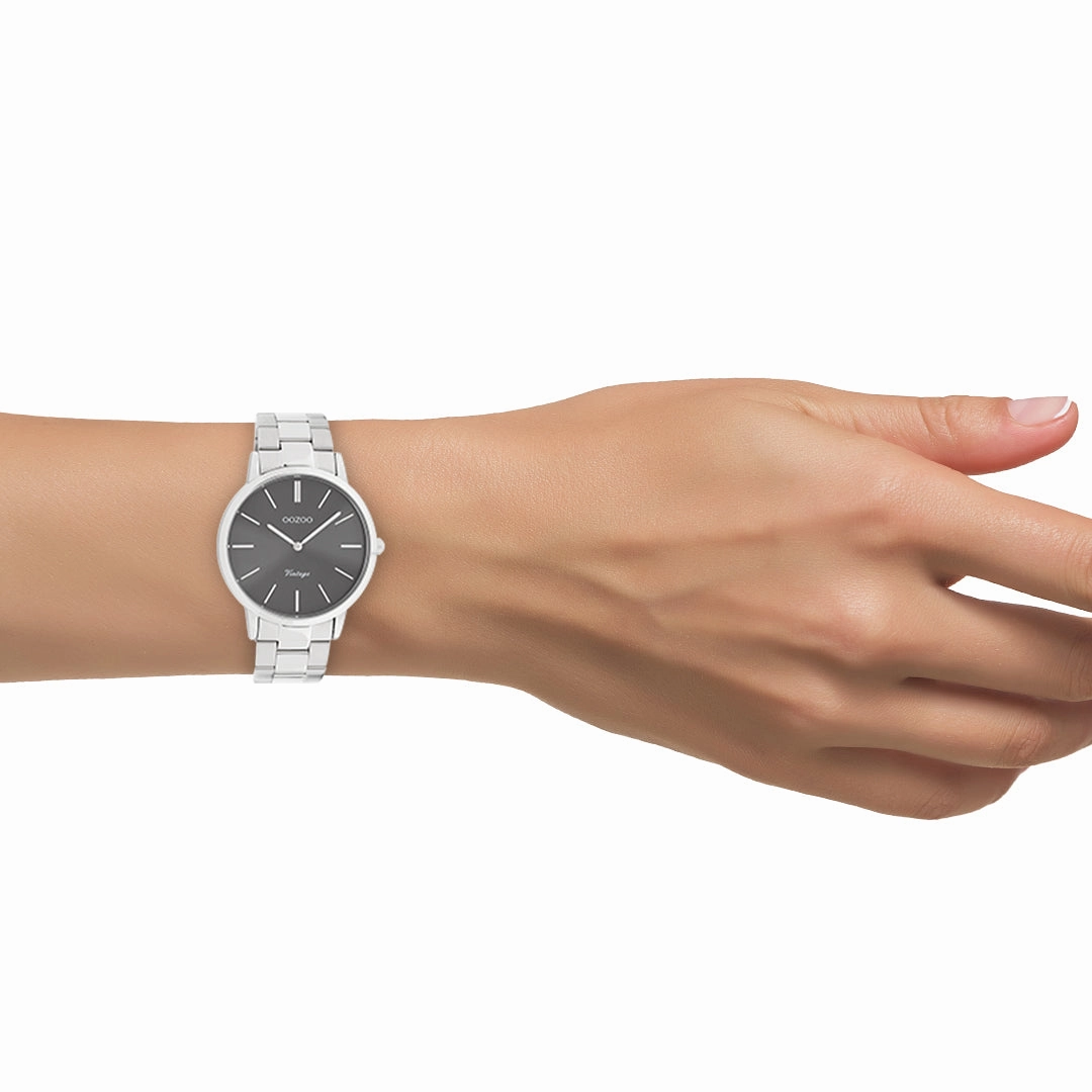 Silver coloured OOZOO watch with stainless steel bracelet - C20030