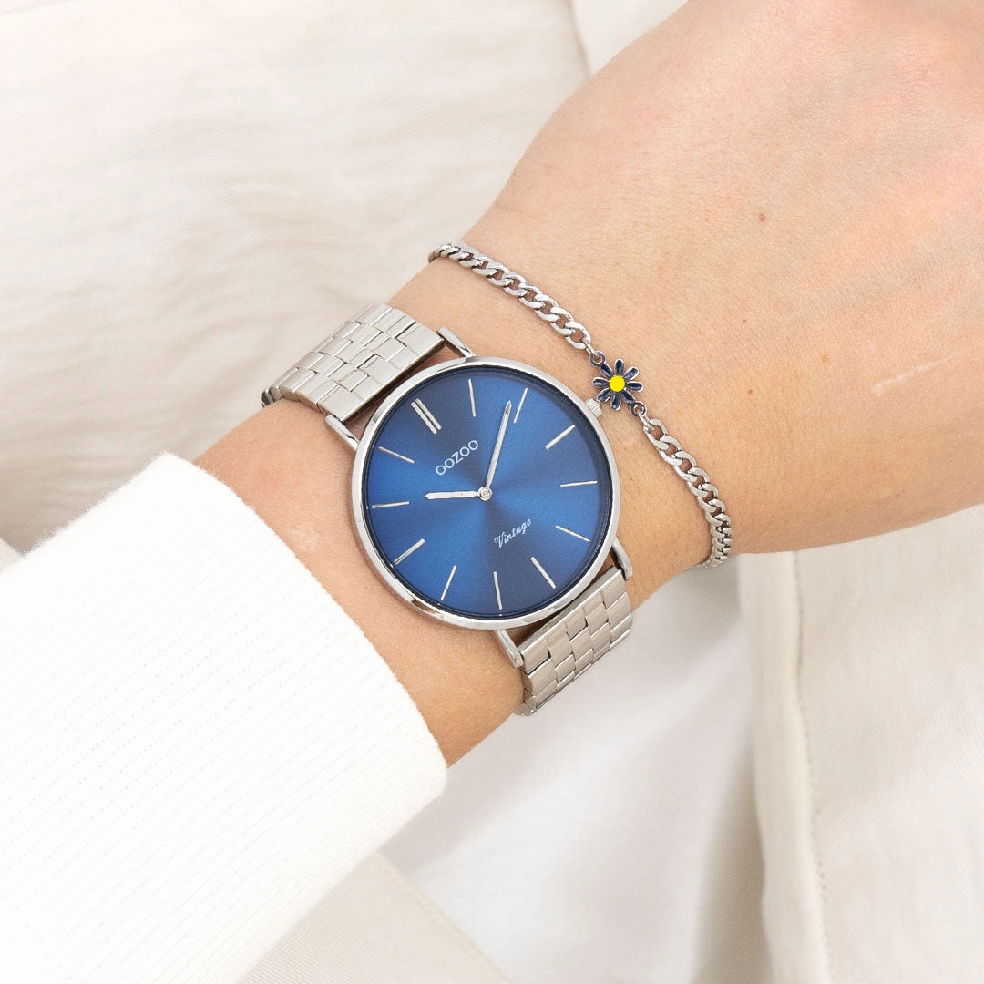 Silver coloured OOZOO watch with stainless steel bracelet - C20401