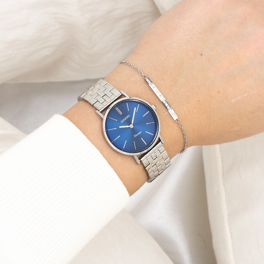 Silver coloured OOZOO watch with stainless steel bracelet - C20406