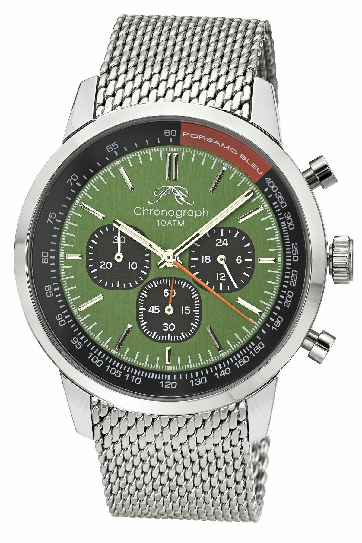 Simon Stainless Steel Chronograph Silver Tone & Black and Green Men's Watch 1322CSIS