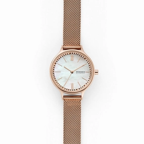 Skagen Anita Three-Hand Rose-Tone Steel Mesh Watch SKW2865